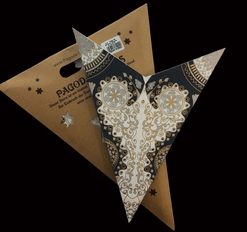 Royal Black Glitter  - Faltbarer Leuchtstern, Weihnachtsstern aus Papier mit 5 Zacken, 60 cm